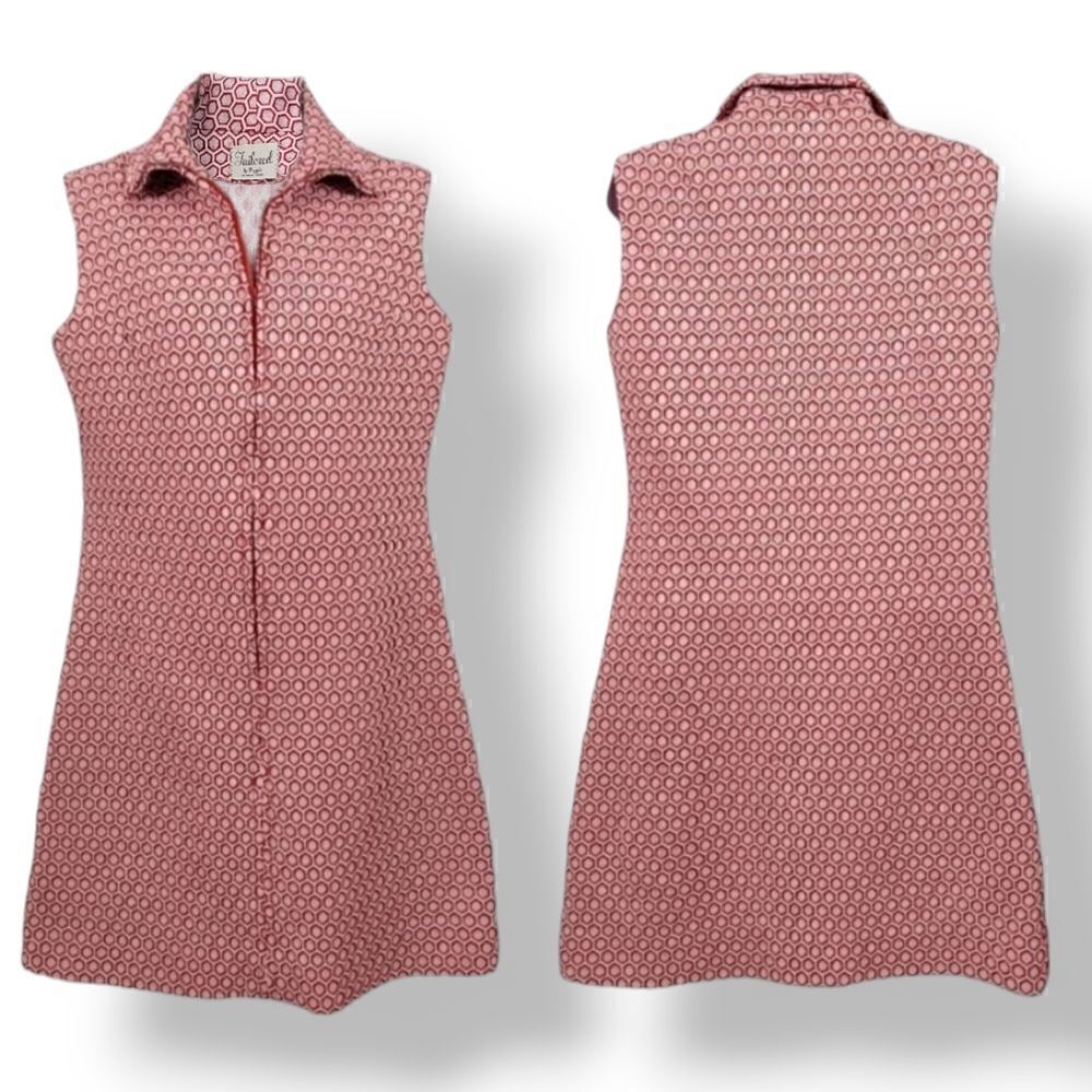 NEW Vintage 60's Handmade Red Geometric Mod Sleeveless Mini Dress Modern Large - Picture 10 of 10